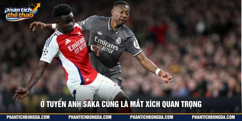 Ở tuyển Anh Saka cũng là mắt xích quan trọng